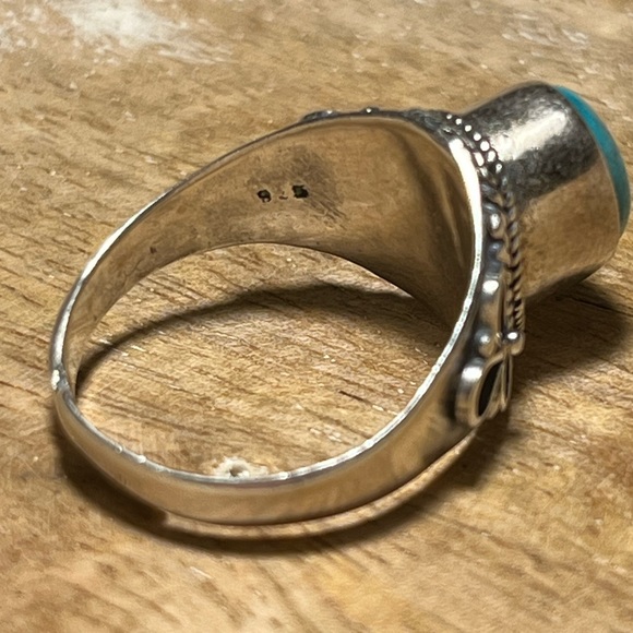 Blue Turquoise Filigree Adjustable 925 Sterling Silver Ring - Picture 10 of 12
